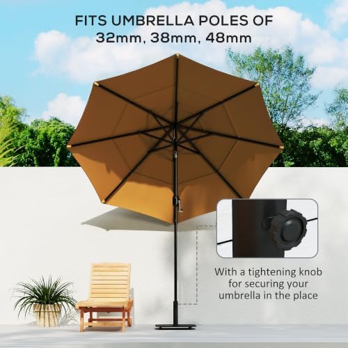 Outsunny Square Patio Umbrella Base, 41 lbs for 1.3"/1.5"/1.9" Poles, Black - Image 4