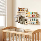 3Pack Solid Wood Floating Shelves for Wall, Nursery Bookshelf NaturalPoplar - Image 3