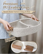 Sea Team Nesting Rectangular Woven Cotton Rope Storage Basket, 3-Pack - Image 3