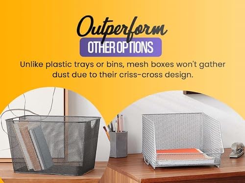 YBM Home Kitchen Pantry Organizer Mesh Wire Storage Basket for Shelves, and Cabinets, Multipurpose Steel Wire Basket for Organizing Office, Household, and Laundry, 12.1 x 7.87 x 5.87 in, Pack of 6 - Image 7