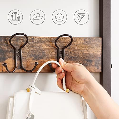VASAGLE Coat Rack and Storage Bench, Hall Tree with 5 Hooks, Steel Frame - Image 4