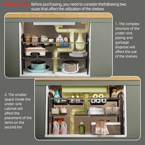 Under Sink Organizers and Storage,Expandable under cabinet organizer Shelf - Image 2