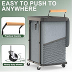 150L Laundry Basket with Wheels,Rolling Basket Hamper with Lid&Handle Gray - Image 3