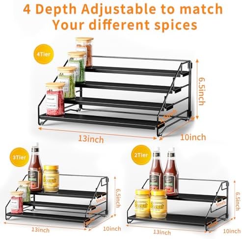 4 Tier Spice Rack Organizer for Cabinet, Depth Adjustable Spice Rack,1 Pack - Image 5