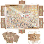 BuilderButler 1000 Pieces Rotating Puzzle Board with 6 Drawers,30.16"x22.44" Portable Wooden Jigsaw Puzzle Table with Lazy Susan Spinning Cover by Unknown