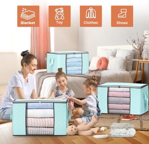 90L Large Storage Bags, 8 Pack Clothes Storage Bins Closet Organizers - Image 3