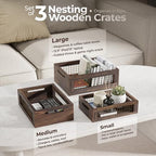 Set of 3 Large Wooden Nesting Countertop Basket for Display - Image 5