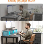Korfile 59 inch L Shaped Computer Desk with Power Outlets, Grey - Image 7