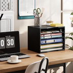 Bamjoy Wood 5 Tier Desktop Organizer, Paper Organizer Mail Sorter, File Holder Letter Document Storage with Adjustable Shelves for School Home Office, Black - Image 3