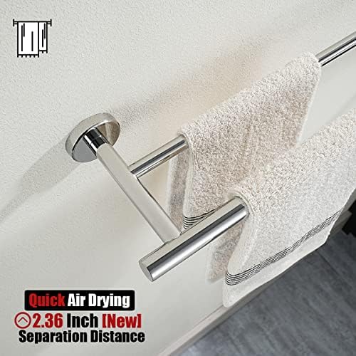 JQK Double Towel Bar Chrome, 20.5 Inch 304 Stainless Steel Thicken 0.8mm Towel Rack Bathroom, Towel Holder Polished Steel Wall Mount, Useable Length 18 Inch 2 Pack, TB100L18-CH-P2 - Image 6