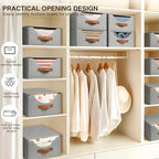 Homsorout Stackable Storage Drawers - Collapsible Storage Bins with Drawers, 8 Pack Closet Shelf Organizer Basket, Fabric Pull Out Organizer for Bedroom, Living Room, Dorm, Grey - Image 5