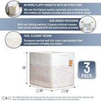 NaturalCozy 13x15x13 Kallax Storage Cubes Bins, 3 Pack | Cotton Rope Cube Storage Bin Woven Baskets for Organizing | Kallax Insert Storage Baskets for Shelves Organizer, Kids Toy, Closet Baby Nursery - Image 2