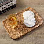 Karibiber Natural Marble Vanity Tray, 11.8" Travertine/Stone Bathroom Tray Countertop, Golden Stone for Perfume Jewelry Holder, Decorative Dresser Organizer, Storage for Kitchen Sink(Walnut Traver) - Image 5
