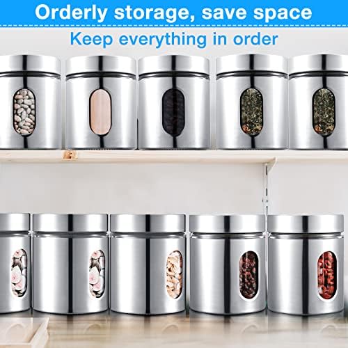 Mimorou 6 Pack 20 oz Stainless Steel Kitchen Canisters with Window, Silver - Image 6