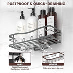 Rustproof Shower Caddy Hanging with Soap Holders for Bathroom, Grey - Image 4