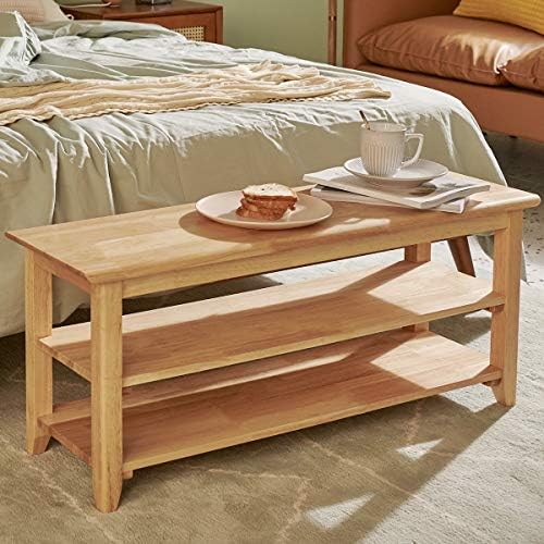 XKZG Shoe Rack Bench Wooden Storage Bench Entryway Bench, Natural, 39.4" - Image 4