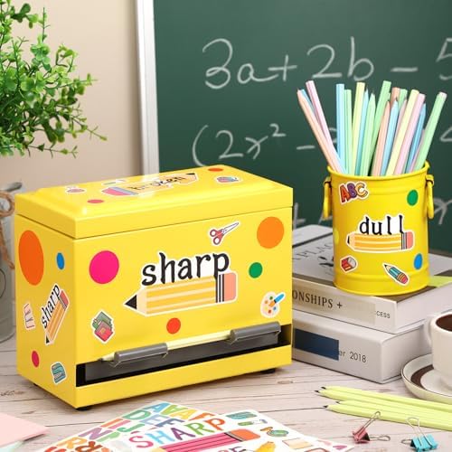 Mifoci 8 Pcs Pencil Dispenser for Classroom Stainless Steel, Yellow - Image 4