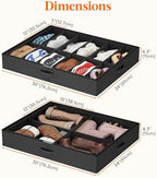 Lifewit Under Bed Shoe Storage Organizer 2 Pack(12 Shoes Cells+4 Boots Cells), 4.3 Inches Profile Fabric Shoes Container Box with Clear Cover, Foldable Storage Bag with 2 Handles, Fits 20 to 32 Pairs - Image 5