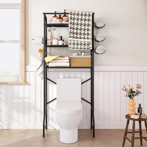 Over The Toilet Storage Shelf 3 Tier Bathroom Organizer Black - Image 6