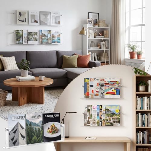 4 Pack Clear Acrylic Magazine Holder Wall, Brochure, 24 Inch - Image 6