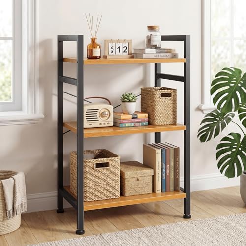 DUMOS 3 Tier Bookshelf, Home Office Bookcase Shelf Storage Organizer - Image 2