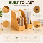 Yeaqee 2 Pcs Vertical File Folder Holder, Bamboo Desktop Organizer - Image 4