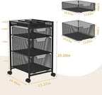 JKsmart Rolling Makeup Cart Organizer with 3 Drawers, Cosmetics Display with Dividers, Floor Skincare Storage with Wheels, Versatile Vanity Organizer for Nail Polish Perfume Brush Hair Tool, Black - Image 7