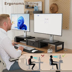 LAND·VOI Dual Monitor Stand with Drawer and Side Pockets, Monitor Riser for Desk, Home Office Desk Storage, Multi-Scenario Adaptation for Work and Entertainment, Black, HMS02BK - Image 6