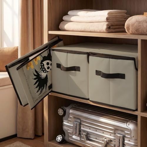 Stackable Storage Bins with Lids,Closet Organizers Fabric Box for Home and Office,Blanket Clothes Organizers,Under Bed Storage Containers 3 Pack - Image 5