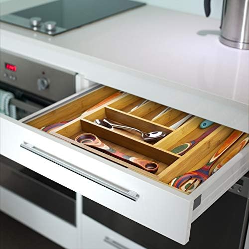 Totally Bamboo Kitchen Drawer Organizer, Expandable Silverware Organizer and Utensil Holder, 8 Compartments with Dividers - Image 2