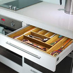 Totally Bamboo Kitchen Drawer Organizer, Expandable Silverware Organizer and Utensil Holder, 8 Compartments with Dividers - Image 2