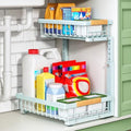 Kitstorack Under Sink Organizer, 2 Tier Under the Sink Storage, Slide out Pull out Cabinet Organizer Shelf, Metal Sliding Drawer for Kitchen Bathroom Pantry Closet Organization Rack, Blue, 1 Pack by Kitstorack