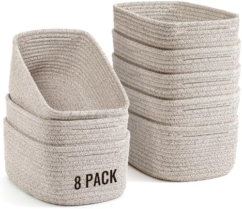 8 Pack Woven Rope Bins for Organizing, Cube Box for Baby Nursery, Toys by Unknown