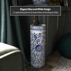 Red Lantern 24" Floral Blue & White Porcelain Umbrella Stand - Image 2