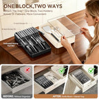MAD SHARK 2-in-1 Knife Drawer Organizer, Silverware Organizer with Lid - Image 2