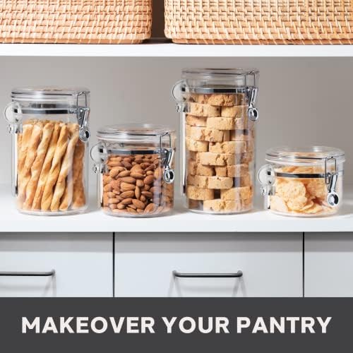 Oggi 4pc Clear Canister Set with Clamp Lids Airtight Containers in Sizes Ideal for Kitchen & Pantry Storage of Bulk, Dry Foods Including Flour, Sugar, Coffee, Rice, Tea, Spices & Herbs (Pack of 3) - Image 3