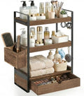 3-Tier Bathroom Counter Organizer with Drawer Basket and Hooks, Wood Bathroom Organizers and Storage for Countertop, Farmhouse Countertop Organizer, Counter Shelf for Vanity, Kitchen,Office by Susoct