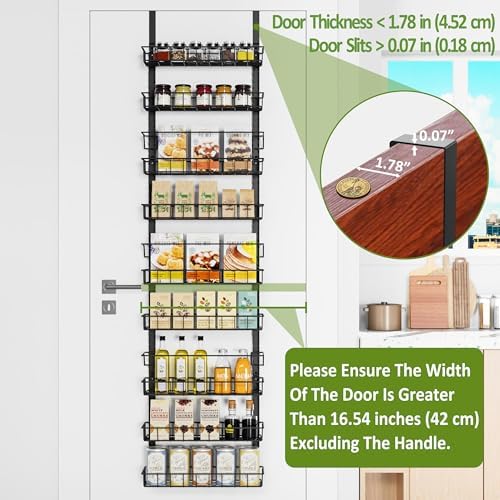 Churboro 9 Tier Over Door Pantry Organizer, 2-in-1 Adjustable Spice Rack - Image 3