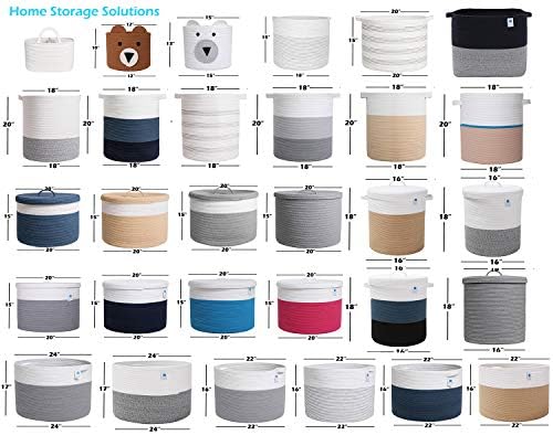 20x15 Inch Extra Large Round Cotton Rope Storage Basket with Lid, Decorative Woven Bin with Cover for Living Room Bedroom Closet, Dark Blue - Image 5