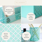 BLU MONACO Aqua - Teal 6 Piece Cute Desk Organizer Set - Desk Organizers and Accessories for Women - Cute Office Desk Accessories - Desktop Organization - Image 3