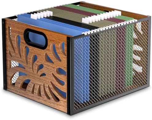 Wood File Box,Hanging File Organizer,File Storage Box Bin for Letter Size by QILICHZ