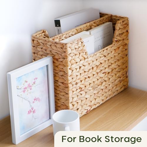 Chi An Home Wicker Magazine Basket Water Hyacinth Handwoven Magazine Holder - Image 4