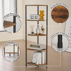 5 Tier Corner Shelf Stand, 44.1", Rustic Brown - Image 6