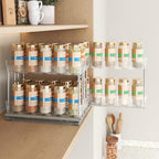 Mystozer Pull Out Spice Rack Organizer for Cabinet, Slide Out Spice Racks Organizer, Easy to Install Spice Cabinet Organizers, 8.5''Wx10.5''Dx8.3''H, 3 Drawers - 2 Tiers (Clear) - Image 5