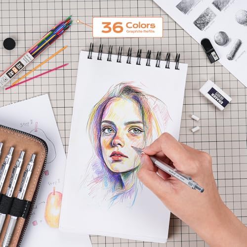 Nicpro 33PCS Metal Mechanical Pencil Set in Leather Case - Image 4