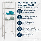 Honey-Can-Do Over-the-Toilet Bathroom Storage Shelf, Steel, Chrome, 4-Tier - Image 6