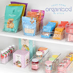 Plastic Food Storage 6 Pack Clear Container Bin with Handles for Organizing Kitchen, Pantry, Refrigerator, Freezer, Pantry, Cabinet, Closet, Bathroom. 14”x4”x4” - Image 7