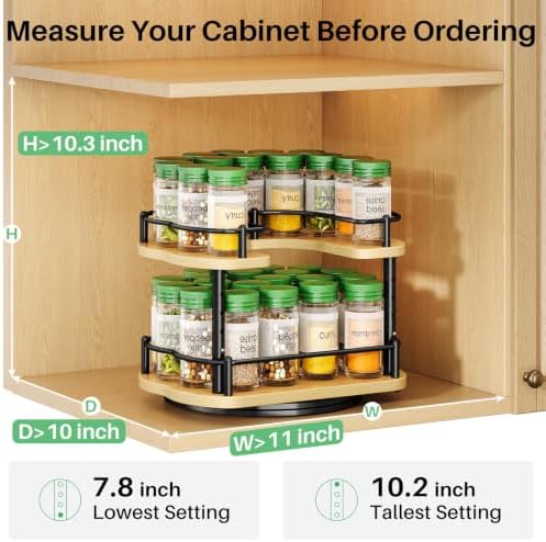 SNTD Spice Organization for Cabinet, Lazy Susan Spice Rack, 10 in - Image 2