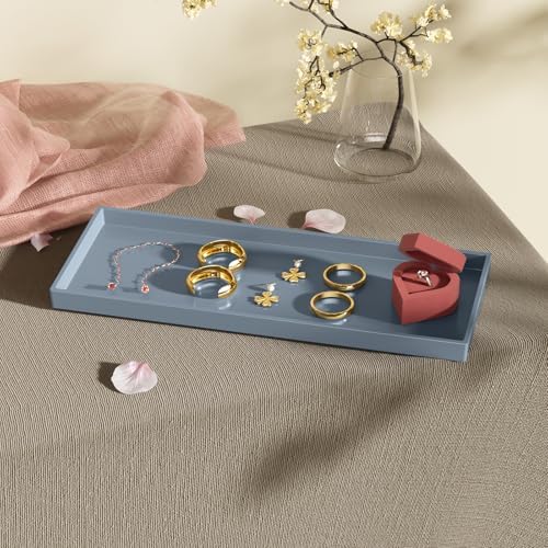Vanity and Bathroom Tray, 15" ABS Countertop Organizer,Waterproof Vanity Tray for Toilet Tank,Perfume,Soap,Keys,Bathroom Accessories,Kitchen and Bath Trays,Non Slip Small Trays,Gray,2 Pack - Image 5