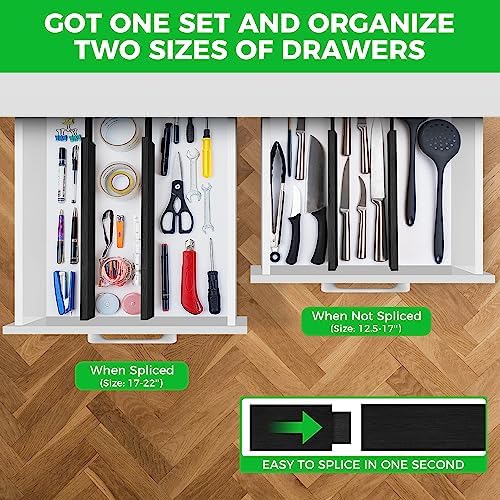 4 Pack Bamboo Drawer Dividers Organizer with Inserts 2.6'' High - Image 2